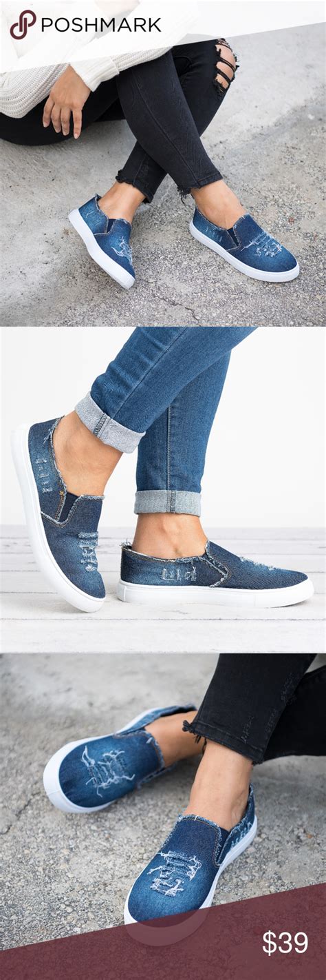 women's denim slip on sneakers.